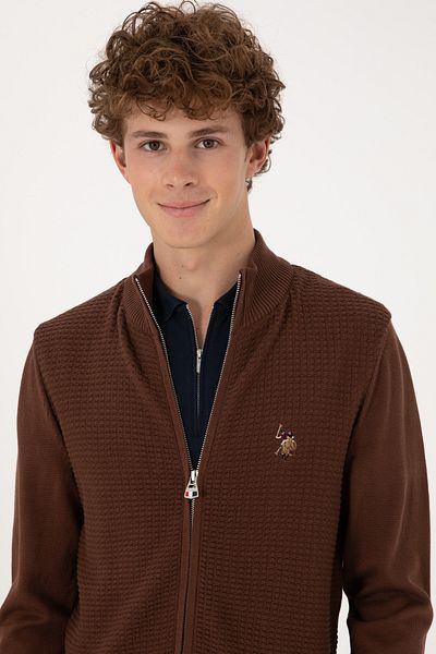 U.S. Polo Assn. Men's Brown Basic Knitwear Cardigan 50288871-Vr029