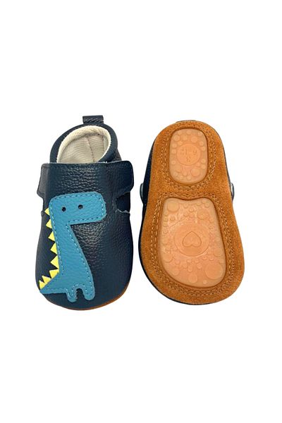 Kidohug Papuci de interior pentru copii, Kidohug, Botosei Piele naturala, Primii pasi, Model Dinozauri