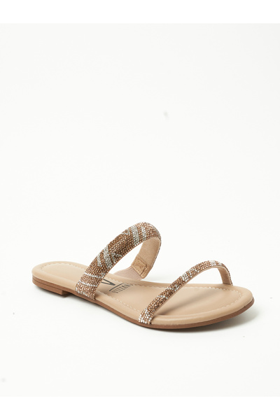 VİZZANO صندل فيزانو مسطح للسيدات - بيج | صنع في البرازيل