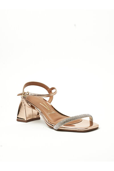 VİZZANO صندل فيزانو للحفلات للسيدات باللون الذهبي الوردي | صنع في البرازيل
