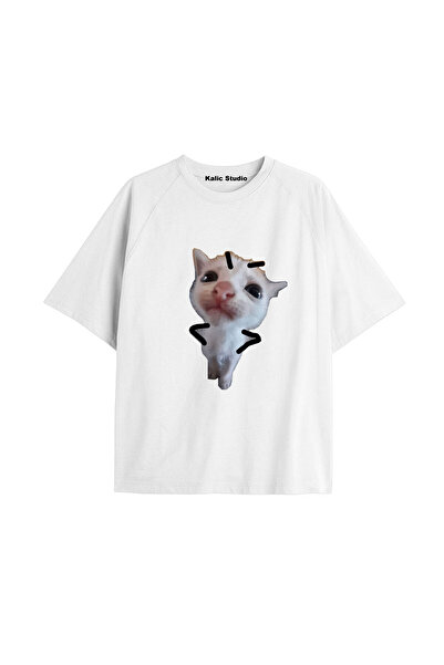 Kalic Studio Tricou alb cu imprimeu Y2k vintage Cats KOD 8