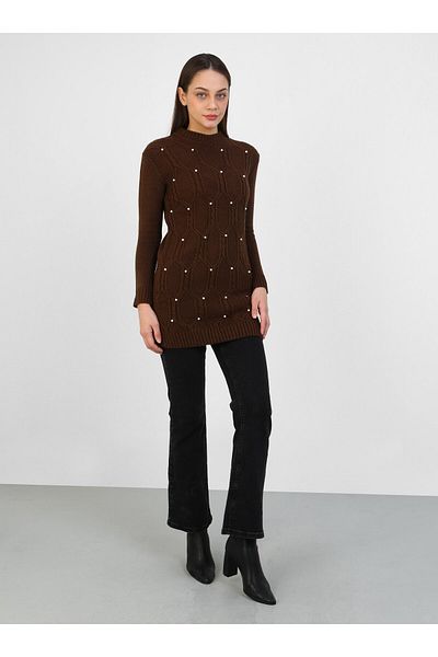 Por La Cara Knit tunic - brown - por la cara