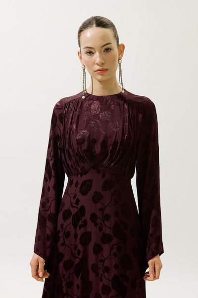 Manuka ROCHIE DE SEARĂ JACQUARD SATIN ROȘU CLARE