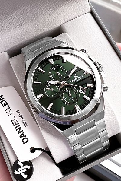 Daniel Klein Exclusive Men's Wrist Watch 3 Atm Waterproof Silver Color Steel Cord Gift Bracelet Dke2130C4