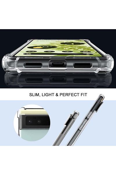 SKYDDAR INNOVATION Case for Google Pixel 6 Pro, Shockproof Clear from Silicone Slim, Transparent, sticker set