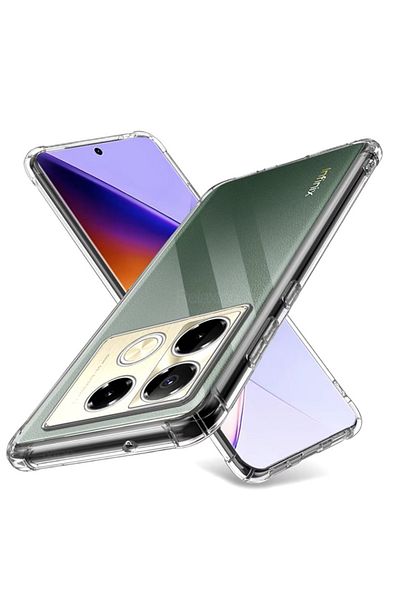 SKYDDAR INNOVATION Husă pentru Infinix Note 40 Pro 4G, rezistentă la șocuri, transparentă, din silicon subțire, set de autocolante