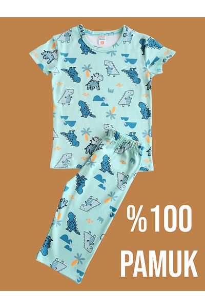 çamaşır bahçesi kendinize iyi bakın 100% Cotton Boy's Capri Suit # Printedchildcapritakim # Greeninazordesenlitakım # Laundry Garden
