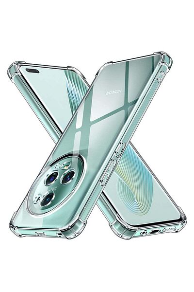 SKYDDAR INNOVATION Case for Honor Magic5 Pro, Shockproof Clear from Silicone Slim, Transparent, sticker set