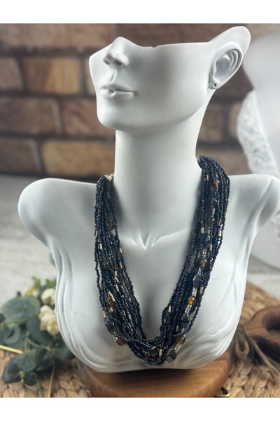 SEDEF TAKI Sıra boncuklu taşlı kolye