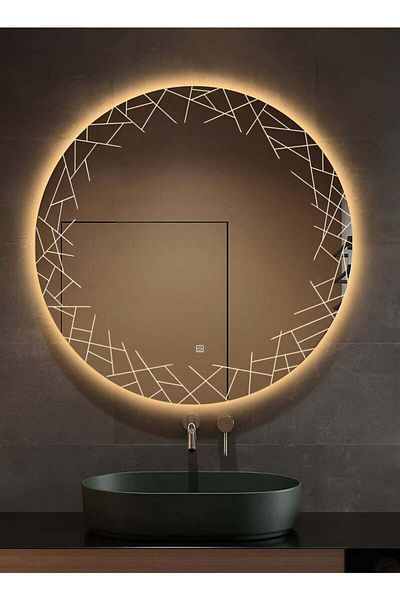Taimi Set of 2 Round Bathroom Mirror Touch LED Light 3 Light Colors for Bathroom Bedroom Vanity 70cm