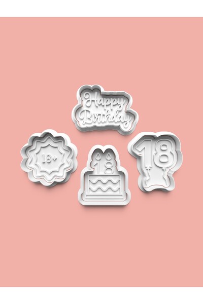 AKTASTORE 18 Year Old Birthday Cookie Mold and Sugar Dough Mold Set of 4