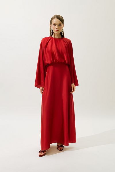 Manuka Adele Satin Evening Dress Red