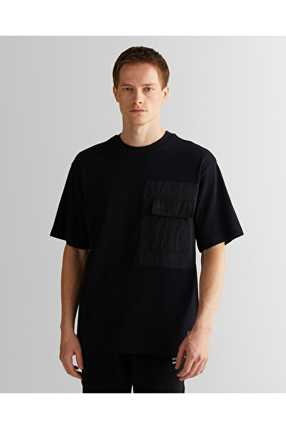 Gant Erkek Siyah Relaxed Fit Bisiklet Yaka Logolu T-Shirt