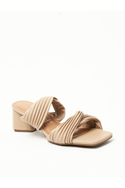 VİZZANO صندل فيزانو نسائي بكعب متوسط - بيج | صنع في البرازيل