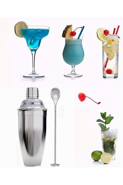 zola Bar set,9 pieces, stainless steel and bamboo, 21.5x11.2x7 cm, silver