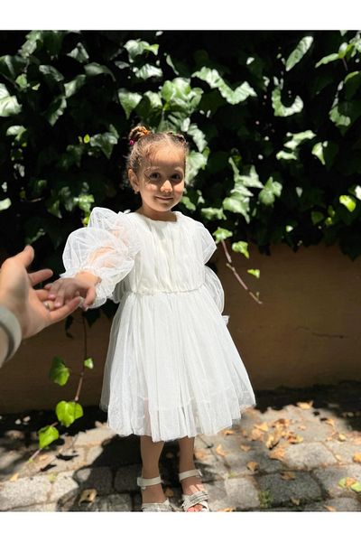 Minizade Summer Tutu Lined Baby Dress Children's Dress Girl's Birthday Party Lined Wedding Dress