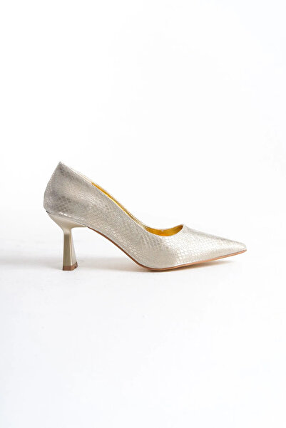 Shoesers Women's Special Design Shiny Patterned Pointed Toe Evening Dress Heeled Stiletto Shoes