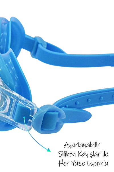 Ozsport Yüzücü Gözlüğü 4LÜ SET Boneli Kulak & Burun Tıkaçlı Ayarlanabilir Deniz Havuz Yüzme Gözlüğü