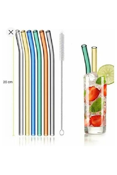 ASPARTAM Glass Straw Brush Set Colorful 6 Pieces