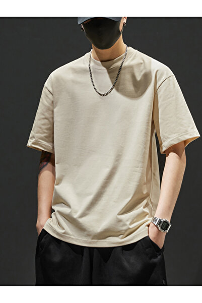 MODAVİBE Tricou simplu de bază – Decolteu tip crew neck, Bumbac poliester, Țe...