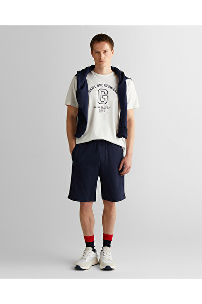 Gant Erkek Krem Regular Fit Bisiklet Yaka Logolu T-Shirt