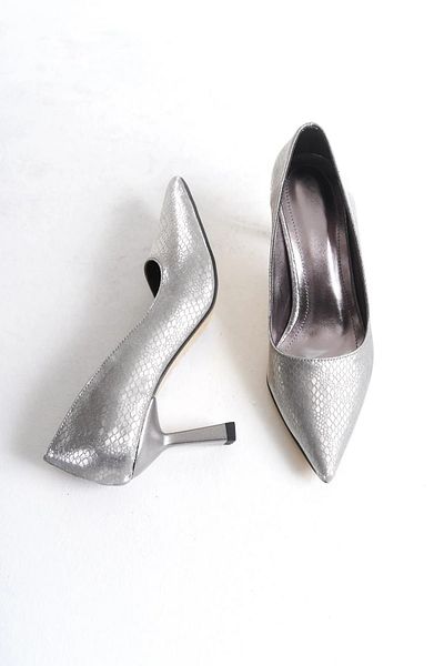 Shoesers Women's Special Design Shiny Patterned Pointed Toe Evening Dress Heeled Stiletto Shoes