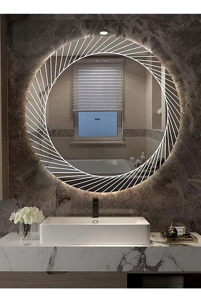 Taimi Round Bathroom Mirror LED Touch Light 3 Colors Lighting for Bathroom Bedroom Dressing Room 70cm