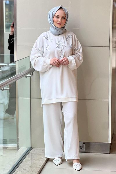 Ghisa Baguette Stone Ribbed Trousers Suit