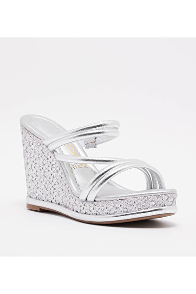 VİZZANO صندل نسائي بكعب إسفيني من فيزانو فضي | صنع في البرازيل