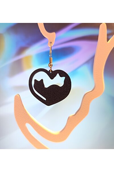 Cat Swinging Earrings, Wrapped Cats, Black