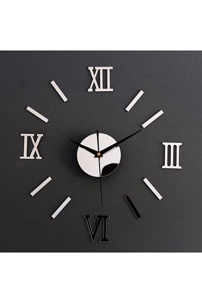 OEM Large Wall Clock with Roman Numerals Silver