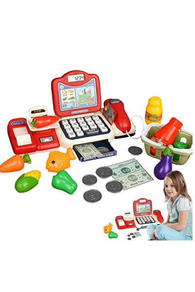 rexa آلة حاسبة نقود للأطفال مزودة بماسح بطاقات ائتمان وميكروفون