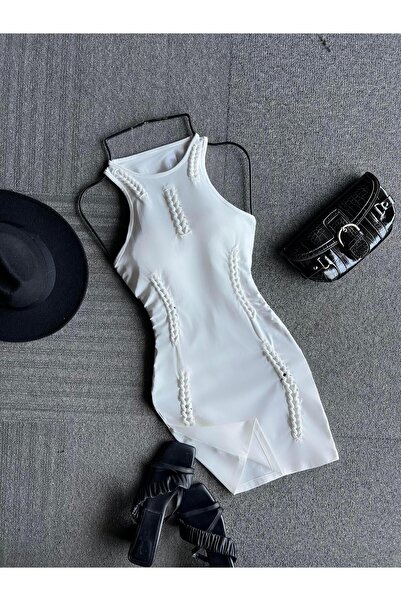 TamSeninTarzin Morgane Örgü Detaylı Mini Elbise