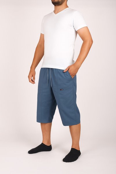 FATELLA Pantaloni Capri din bumbac pentru bărbați – Talie înaltă, talie elastică, croială confortabilă, pantaloni scurți de vară