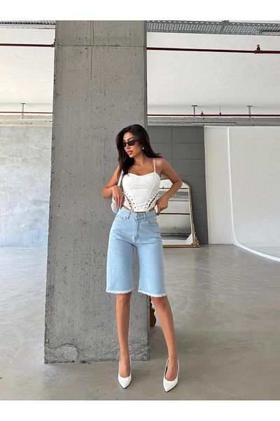 LE MONDE DU JEAN Pantaloni scurți de denim pentru damă Lycra