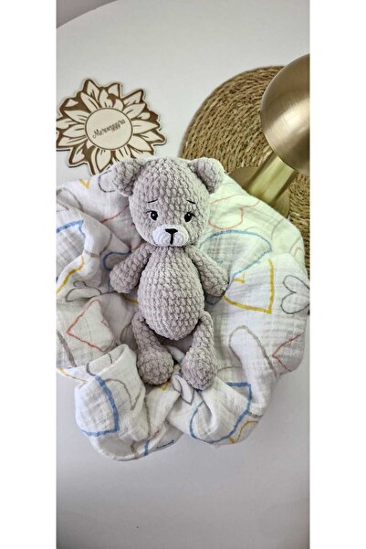 Merveyyyra Uyku Arkadaşı Gri Renkli Ayıcık Kadife