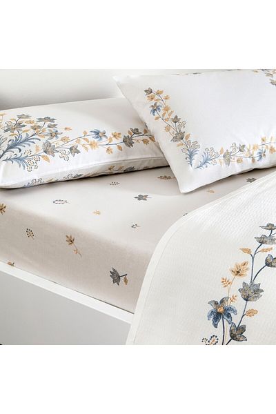 Taç Double 100% Cotton Pique Set Charmy Blue