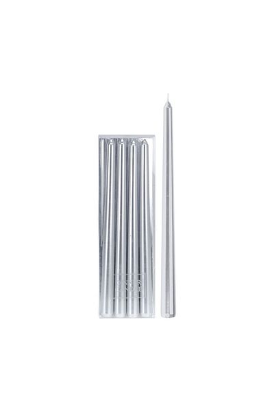 Homelux Set 4 lumânări 2,2x30 cm, timp de ardere 8 ore, argintii