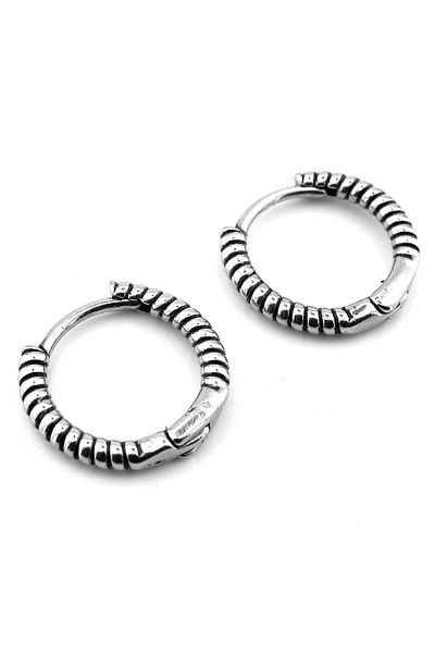 Solfera Auger Embossed Pattern Stainless Steel Unisex Women Men Earrings Er199