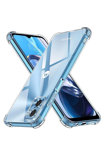 SKYDDAR INNOVATION Husă pentru Motorola Moto E22 / E22i, rezistentă la șocuri, transparentă, subțire, din silicon, set autocolante