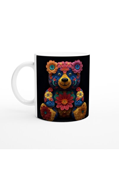 MESCHAIN كوب فني ملون على شكل دب لطيف على شكل زهور