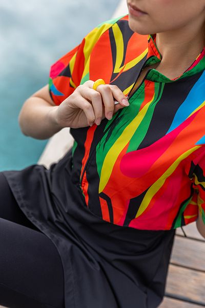 Tesse Crop Look Half Sleeve Semi Closed Swimsuit Alfasa