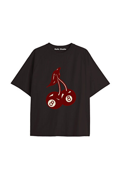 Kalic Studio Tricou negru cu imprimeu Cherry vintage Y2k COD 89