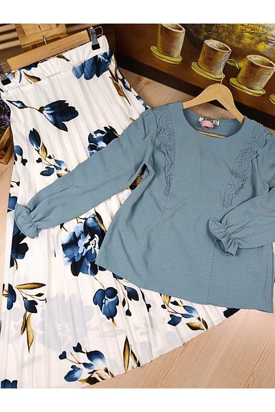ALMİNA Standard Size, Crepe Fabric, Half-Lined Pleated Skirt