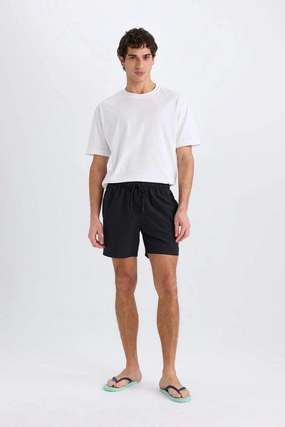 DeFacto N0131 Black Mesh Lined Short Length Swim Shorts