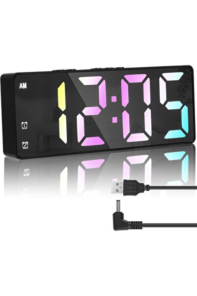 Genel Markalar Led ışıklı mini masa saati kablolu dijital saat 16x6cm