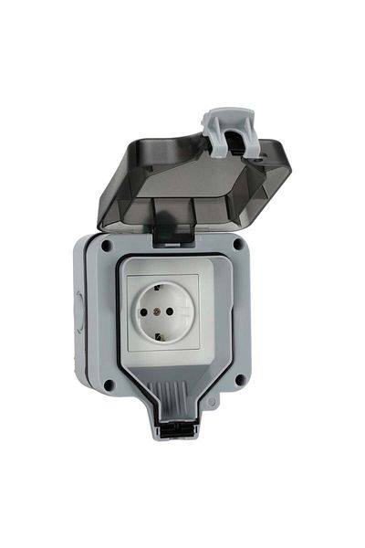 INNOVIX Outdoor Socket, Ip66 Waterproof Dustproof, 250v/16a, Eu Standard, Grey, Single Switch