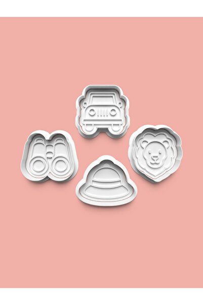 AKTASTORE قالب كوكيز سفاري وقالب عجينة السكر، مجموعة من 4 قطع 0837-set