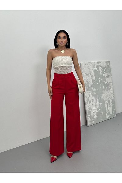Juste Pleated Palazzo Trousers Red