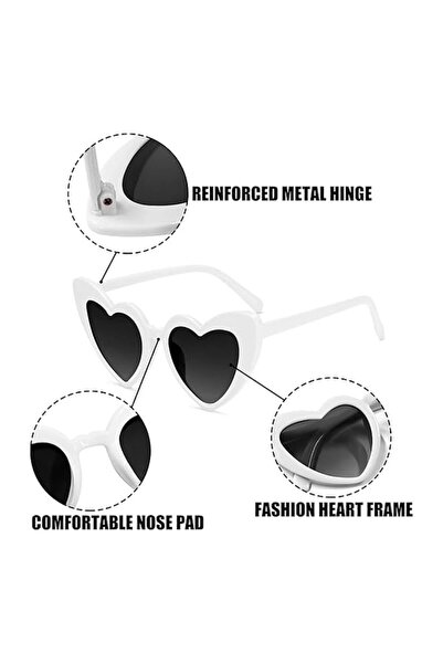 Optim Solution Women's Heart-Shaped Sunglasses, White